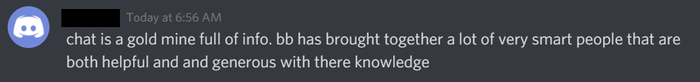 User feedback saying that the matched betting discord "is a goldmine" as it has brought together smart and helpful people